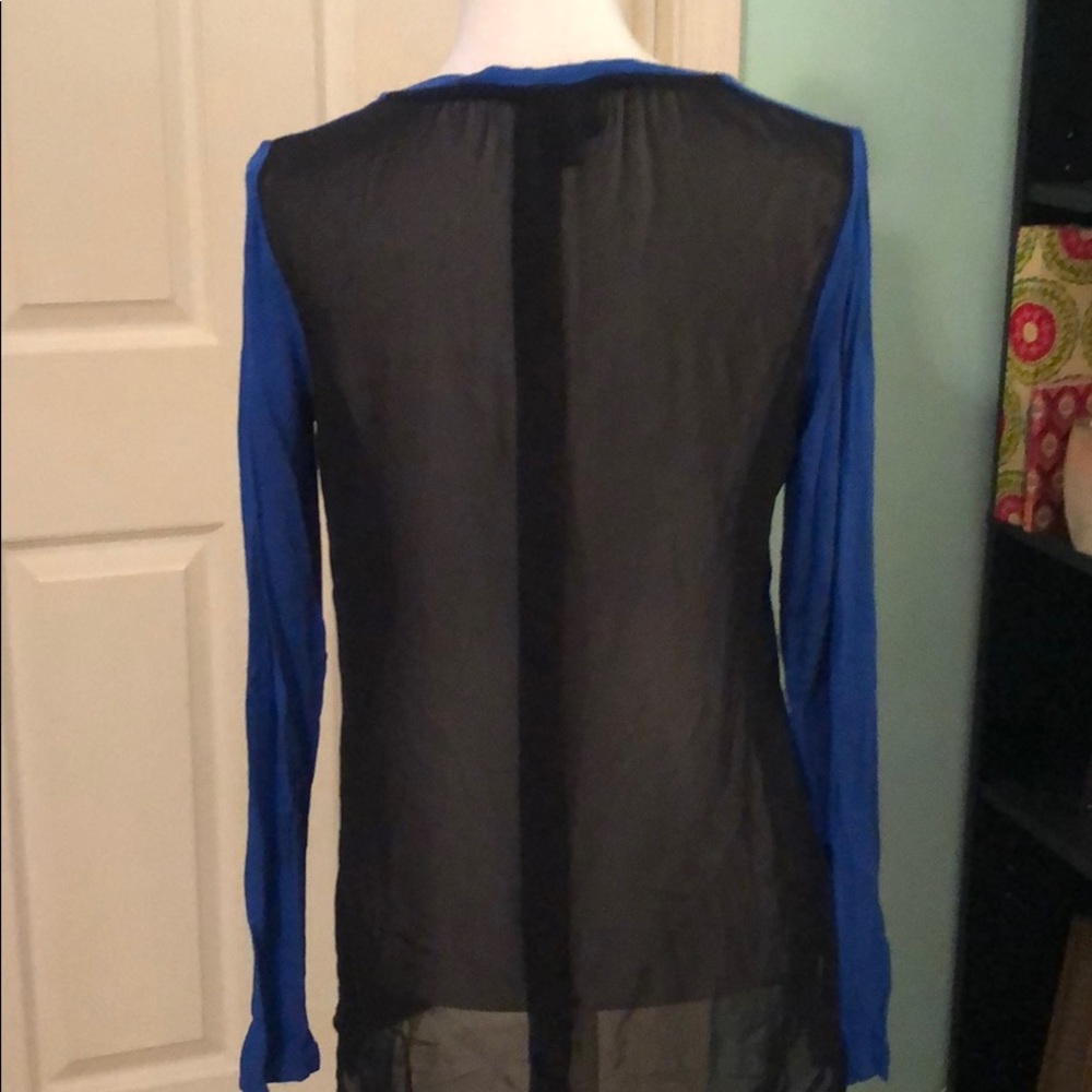 Mossimo blue and black sheer black blouse